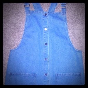 Denim button front overalls mini dress XL